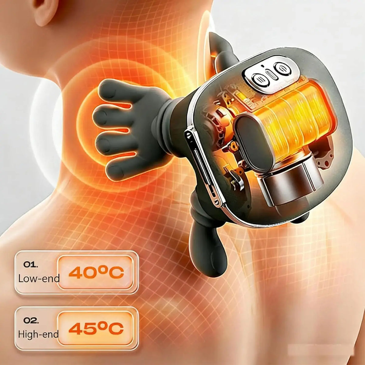 Aedwdpe Electric Bionic Hand Neck & Shoulder Massager - 3D Kneading, Heating, Rechargeable Battery Powered, Wireless, Portable, Adjustable Speed, Lightweight, Unisex, Multi-Area Deep Tissue Pain Relief, Easy Control