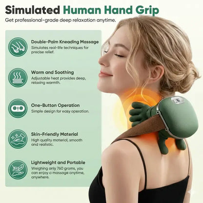 Aedwdpe Electric Bionic Hand Neck & Shoulder Massager - 3D Kneading, Heating, Rechargeable Battery Powered, Wireless, Portable, Adjustable Speed, Lightweight, Unisex, Multi-Area Deep Tissue Pain Relief, Easy Control