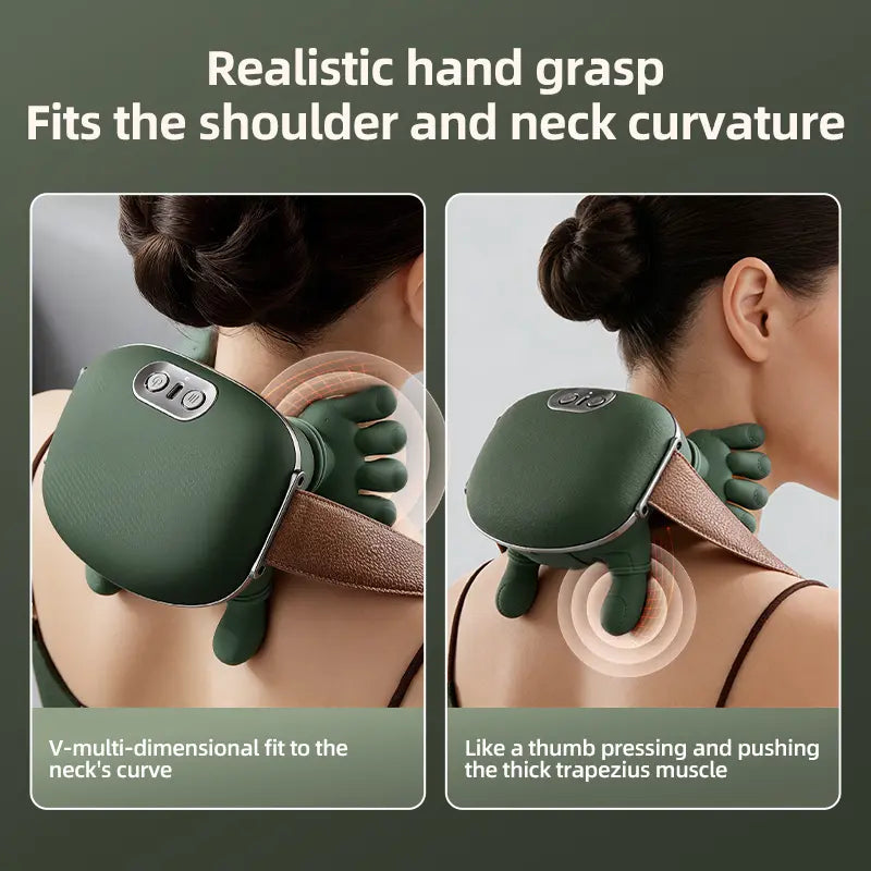 Aedwdpe Electric Bionic Hand Neck & Shoulder Massager - 3D Kneading, Heating, Rechargeable Battery Powered, Wireless, Portable, Adjustable Speed, Lightweight, Unisex, Multi-Area Deep Tissue Pain Relief, Easy Control
