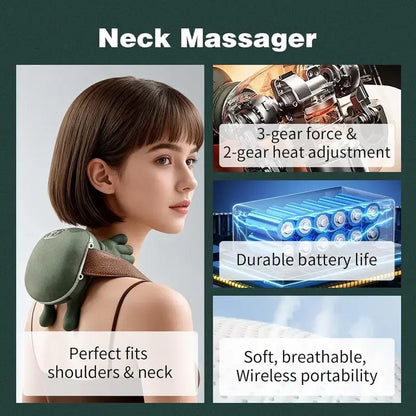 Aedwdpe Electric Bionic Hand Neck & Shoulder Massager - 3D Kneading, Heating, Rechargeable Battery Powered, Wireless, Portable, Adjustable Speed, Lightweight, Unisex, Multi-Area Deep Tissue Pain Relief, Easy Control